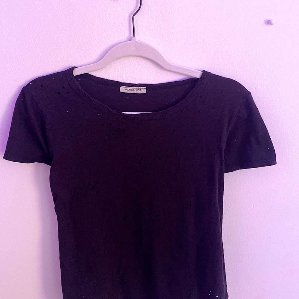 Ambiance brand black T shirt with small hole design